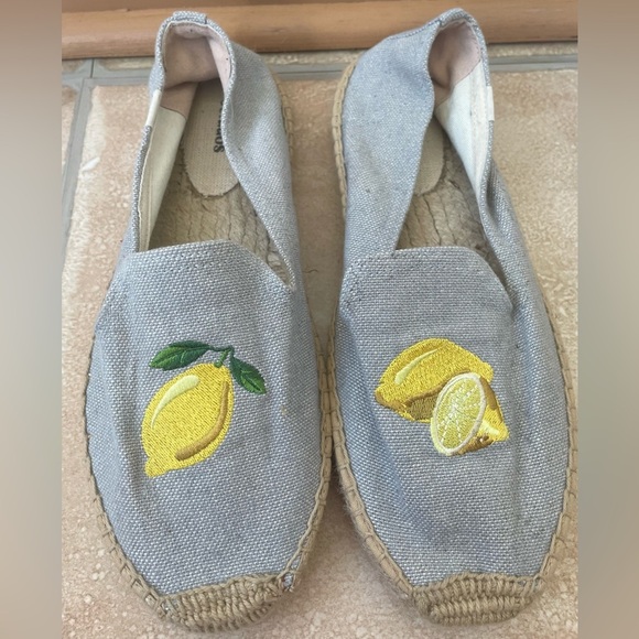Soludos Woven Platform Light Blue/Yellow Slip-On Espadrilles Lemon; size 10 - Picture 1 of 7